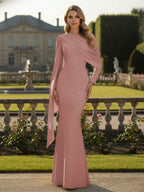 Cape Long Sleeve Mermaid Mother of the Bride & Groom Dress Wedding Guest Gowns (SHI22500318)