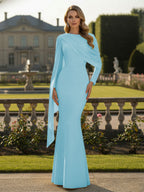 Cape Long Sleeve Mermaid Mother of the Bride & Groom Dress Wedding Guest Gowns (SHI22500318)