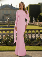 Cape Long Sleeve Mermaid Mother of the Bride & Groom Dress Wedding Guest Gowns (SHI22500318)