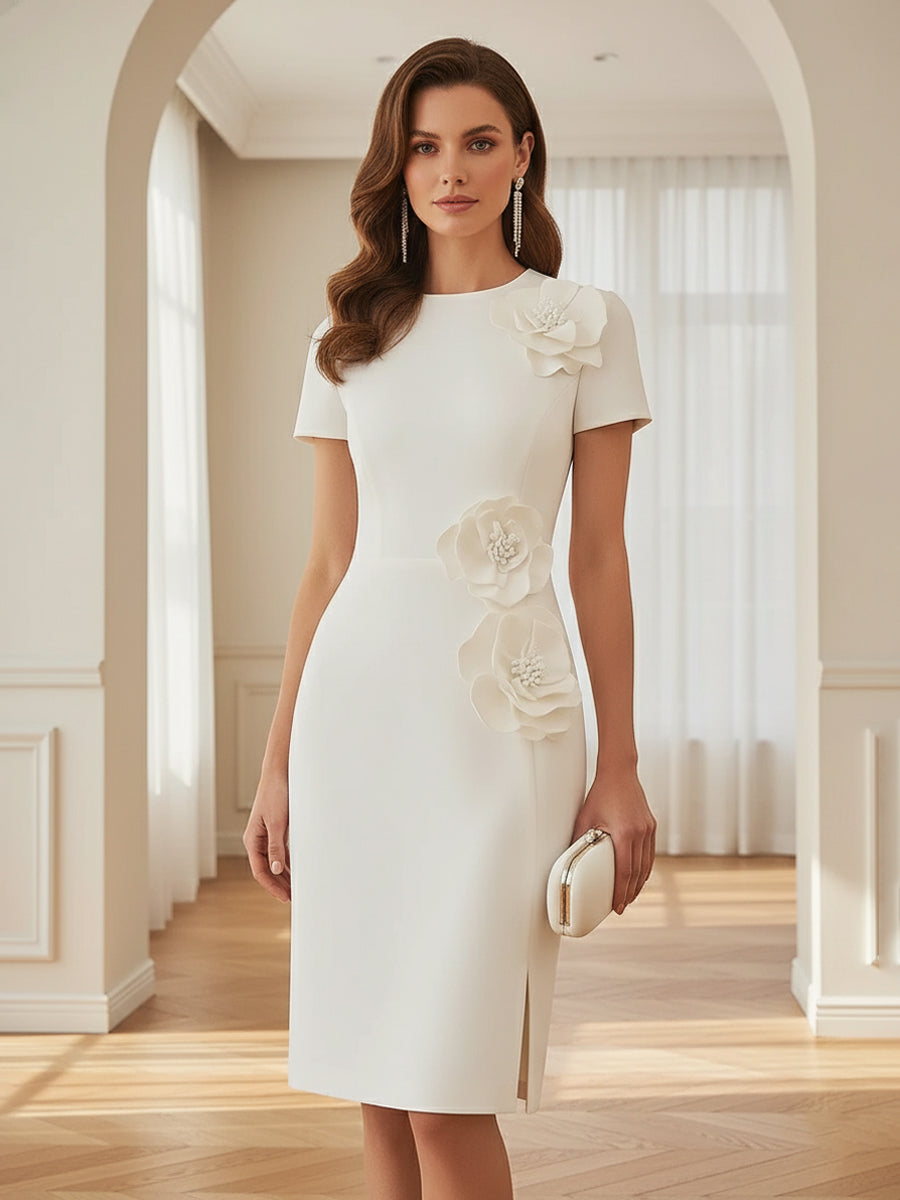 A-Line/Princess Scoop Neck Satin Maxi Mother of the Bride & Groom Dresses with Sweep Train, Ruched Waist & Rhinestones (SHI22501654)