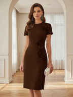 Satin Scoop Neck Mother of the Bride & Groom Dresses with 3D Flower (SHI22500338)