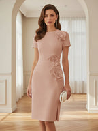 Satin Scoop Neck Mother of the Bride & Groom Dresses with 3D Flower (SHI22500338)