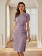 Satin Scoop Neck Mother of the Bride & Groom Dresses with 3D Flower (SHI22500338)