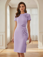 Satin Scoop Neck Mother of the Bride & Groom Dresses with 3D Flower (SHI22500338)