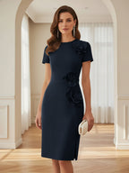 Satin Scoop Neck Mother of the Bride & Groom Dresses with 3D Flower (SHI22500338)