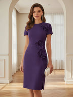 Satin Scoop Neck Mother of the Bride & Groom Dresses with 3D Flower (SHI22500338)