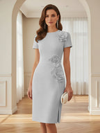Satin Scoop Neck Mother of the Bride & Groom Dresses with 3D Flower (SHI22500338)