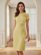 Satin Scoop Neck Mother of the Bride & Groom Dresses with 3D Flower (SHI22500338)