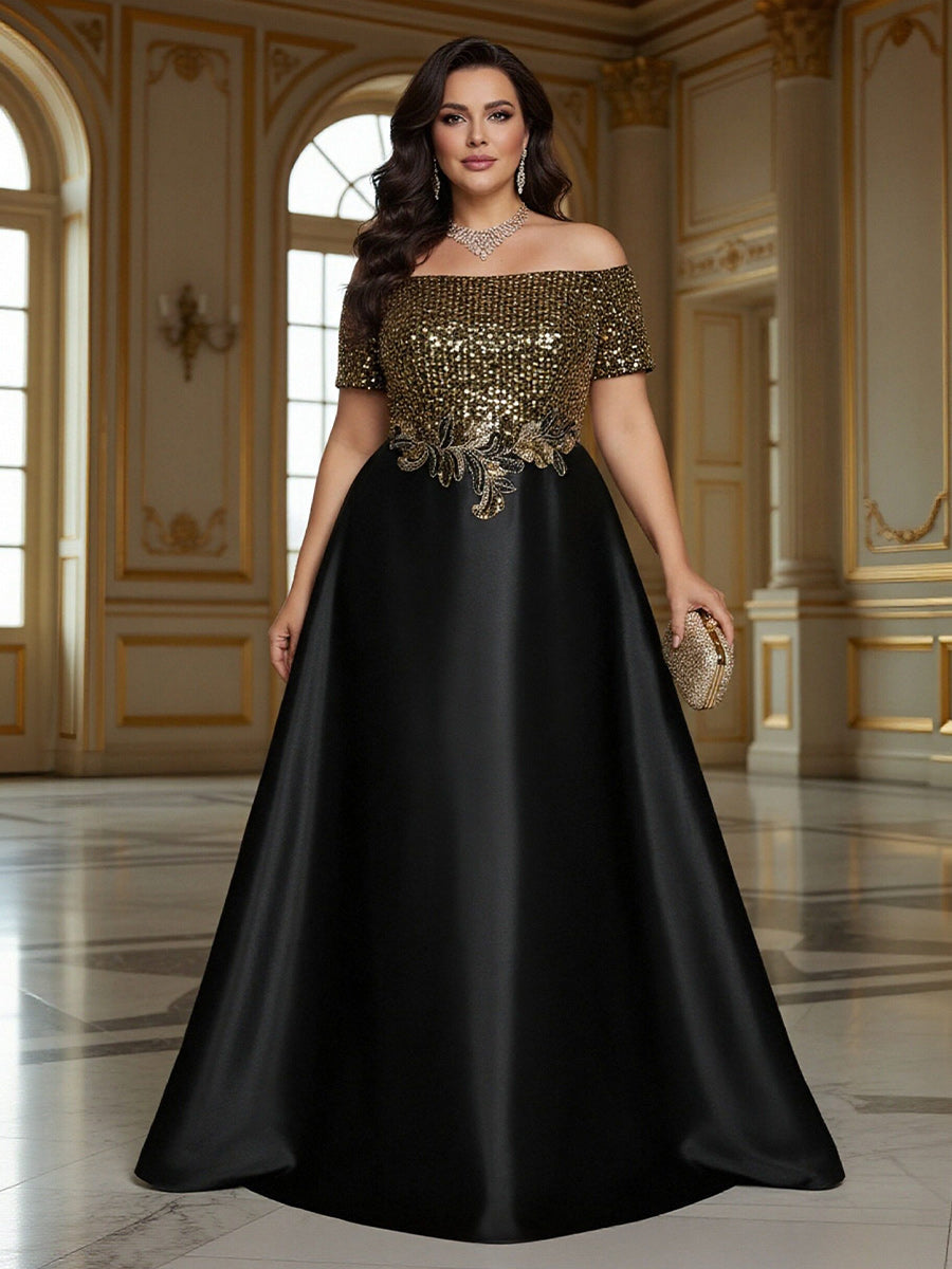A-Line Chiffon 3/4 Flutter Sleeves Mother of the Bride & Groom Dresses with Beaded Lace Embroidered Bodice (SHI22500645)