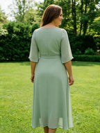 Sheath/Column Scoop Neck Floor-Length Mother of the Bride Dresses with Asymmetical Cape (SHI22500011)