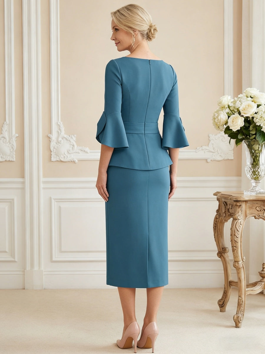 A Line V Neck Short Sleeve Floral Chiffon Ruched Mother of the Bride Dresses (SHI22500248)
