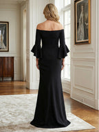 Two-Piece Satin Mother of the Bride & Groom Dresses Suit with 3/4 Sleeves Jacket & Sheath Midi-Length Dress (SHI22500470)