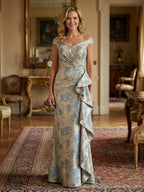 Lightweight Sheath Tea-Length Chiffon Mother of the Bride & Groom Dresses with Cowl Neck & Ruched Waist (SHI22500689)