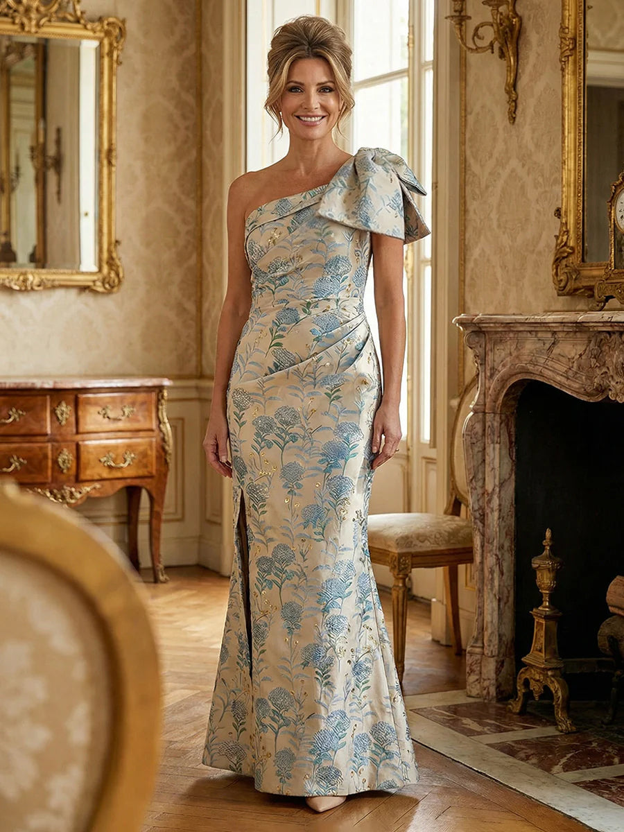 Jacquard Mermaid/Trumpet V-Neck Floor-Length Mother of the Bride & Groom Dresses for Women (SHI22501233)