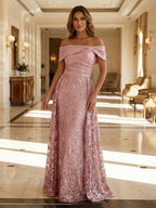 A-Line/Princess Halter Lace Appliques Tea-Length Mother of the Bride & Groom Dresses with 3D Flowers & Ruched Waist (SHI23001321)