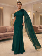 Long Sleeve Jacquard A Line Mother of the Bride Dresses Ruched (SHI22500554)