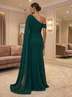 Long Sleeve Jacquard A Line Mother of the Bride Dresses Ruched (SHI22500554)