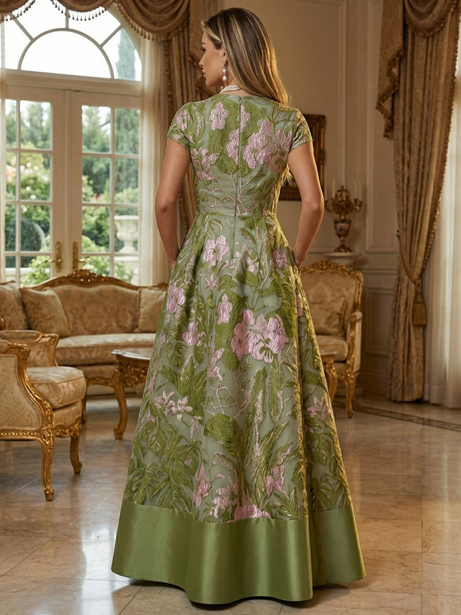 A-Line Chiffon Short Sleeves Mother of the Bride & Groom Dresses with Sequin Bodice (SHI22500685)