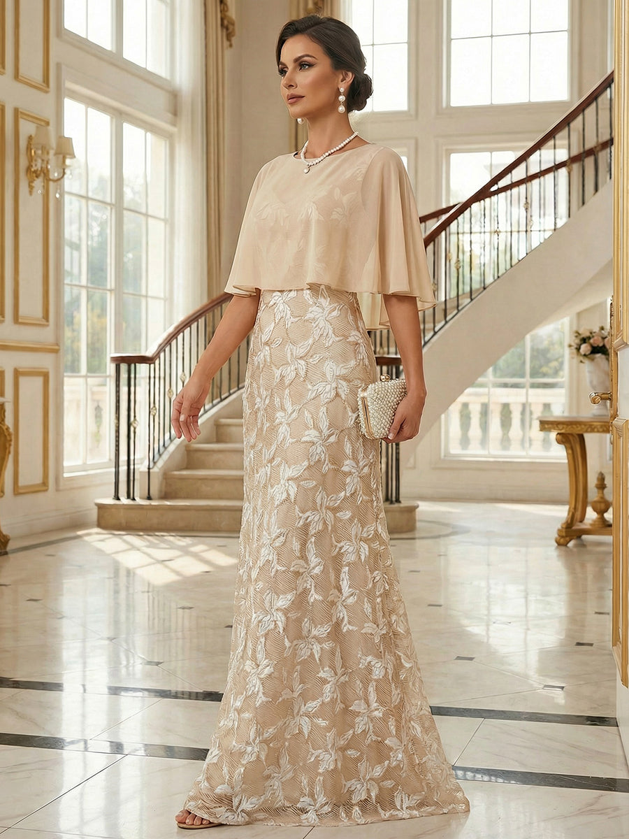 A-Line Chiffon Tiered Ruffles Mother of the Bride & Groom Dresses with Ruched Waist (SHI22500724)