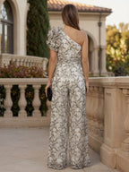A-Line Chiffon 3/4 Flutter Sleeves Mother of the Bride & Groom Dresses with Beaded Lace Embroidered Bodice (SHI22500645)