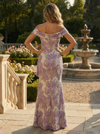 Tulle A-Line Maxi Mother of the Bride & Groom Dresses with Sequin Embroidery Bodice (SHI22500783)