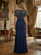Two-Piece Satin Mother of the Bride & Groom Dresses Suit with 3/4 Sleeves Jacket & Sheath Midi-Length Dress (SHI22500470)
