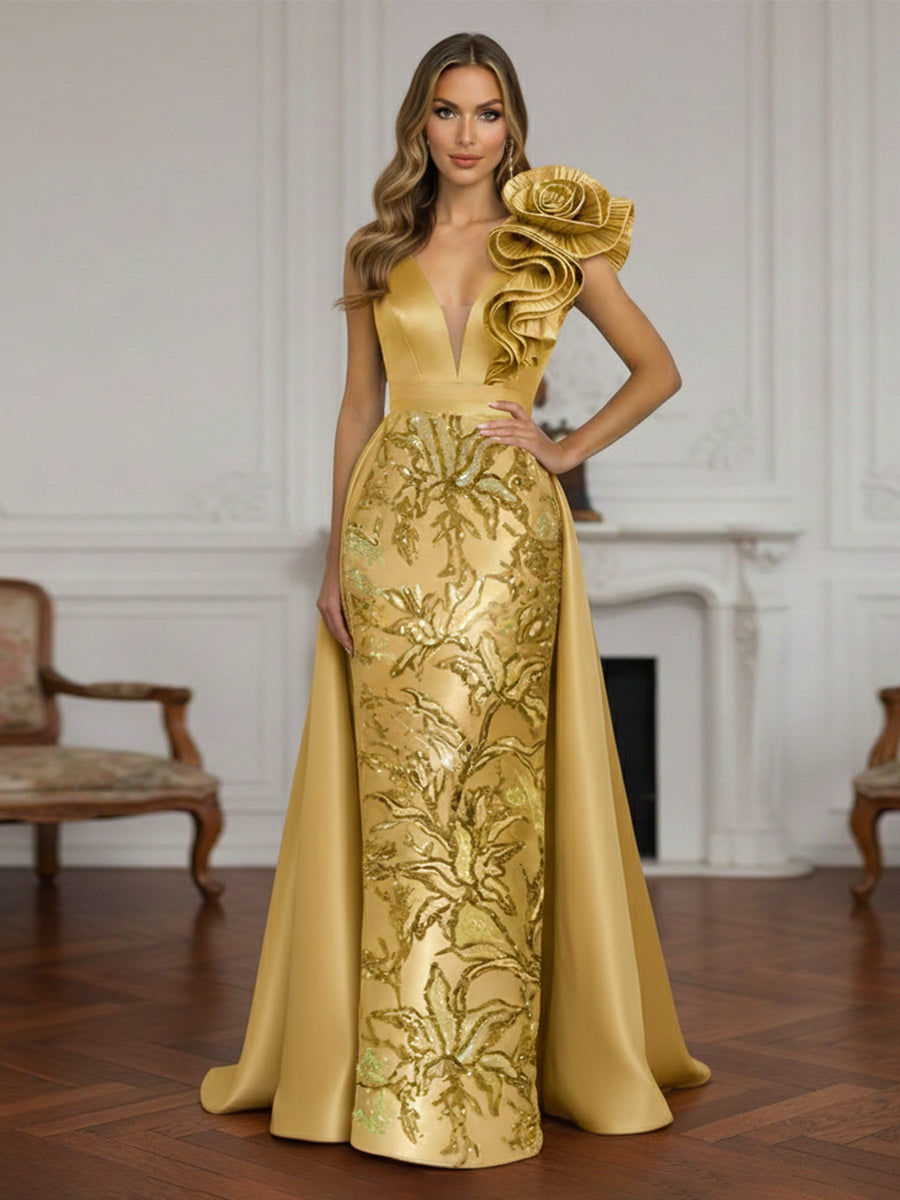 Sleeveless Lace Appliques Mother of the Bride Dresses with 3D Flower (SHI22500545)