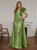 Sleeveless Lace Appliques Mother of the Bride Dresses with 3D Flower (SHI22500545)