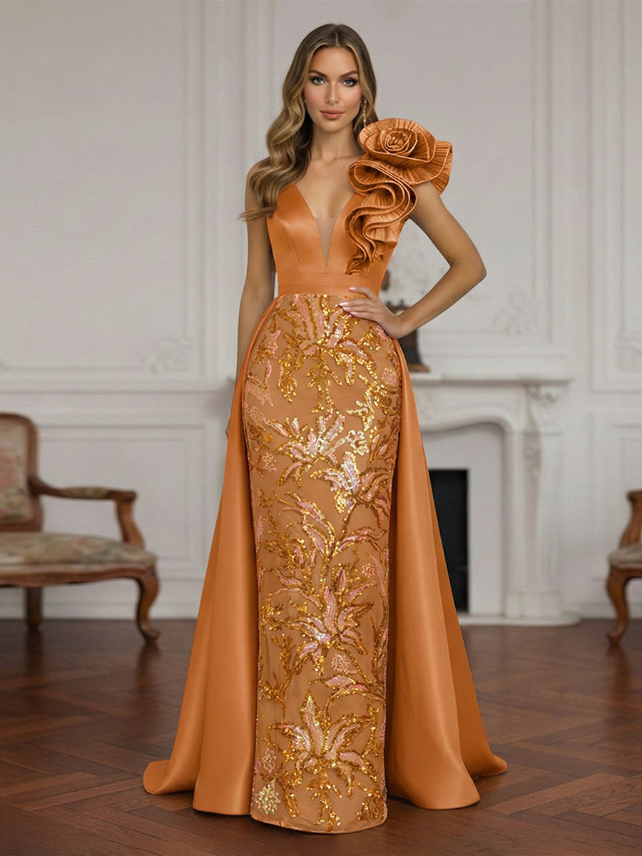 Sleeveless Lace Appliques Mother of the Bride Dresses with 3D Flower (SHI22500545)