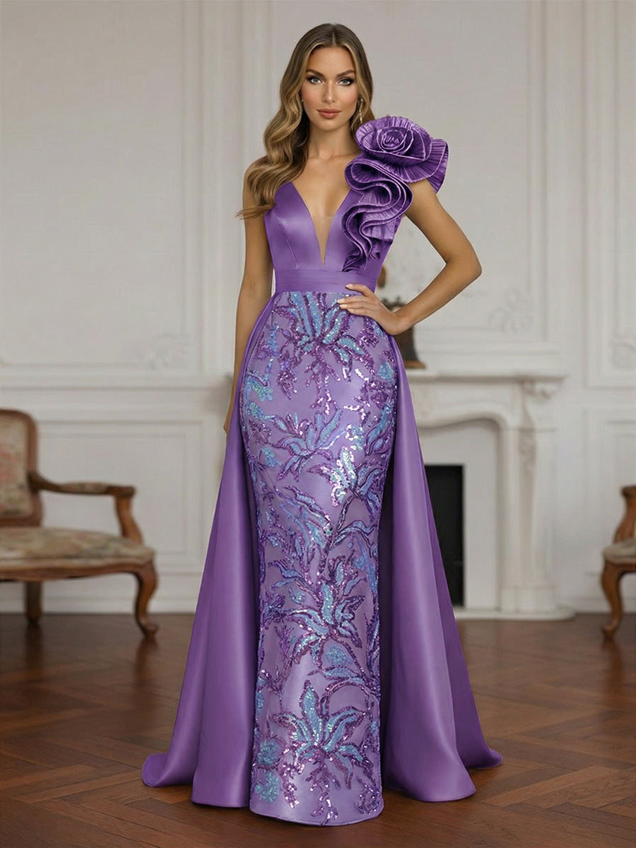 Sleeveless Lace Appliques Mother of the Bride Dresses with 3D Flower (SHI22500545)