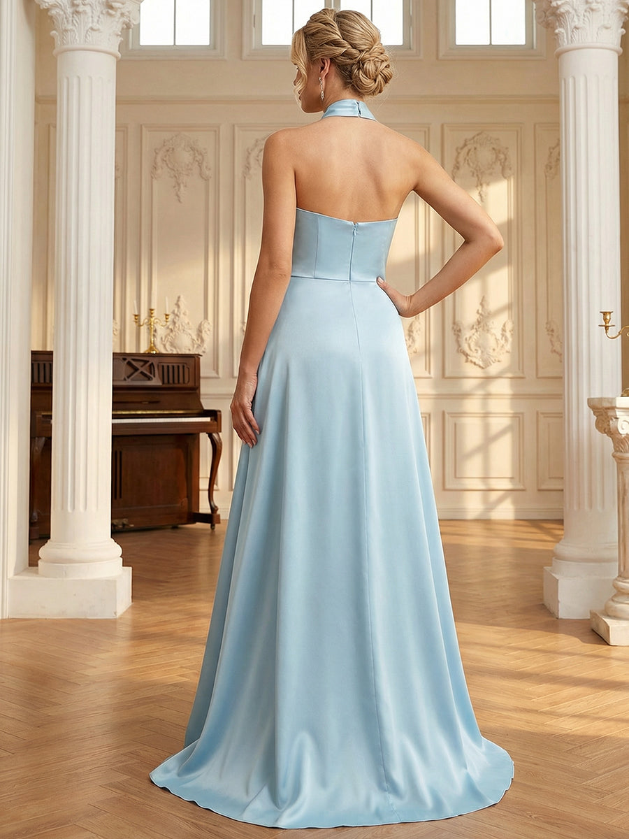 Sheath Satin One Shoulder Maxi Mother of the Bride & Groom Dresses with Ruffles Waist (SHI22500785)