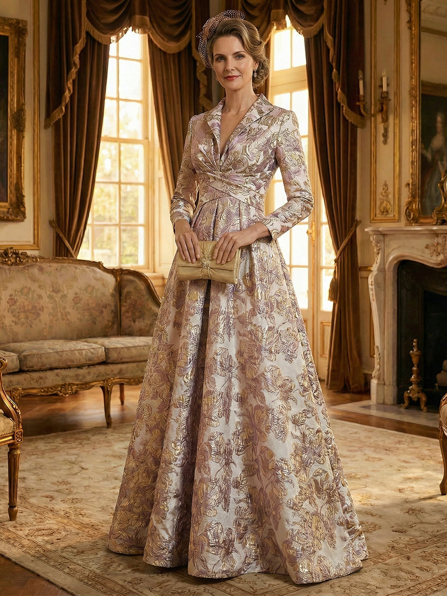 A-Line/Princess Pleated Two-Piece Tea-Length Mother of the Bride Dresses with Cascading Ruffles (SHI22500054)