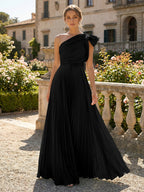 A-Line Pleated Chiffon One Shoulder Floor-Length Mother of the Bride & Groom Dresses (SHI22500625)
