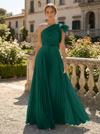 A-Line Pleated Chiffon One Shoulder Floor-Length Mother of the Bride & Groom Dresses (SHI22500625)