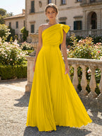 A-Line Pleated Chiffon One Shoulder Floor-Length Mother of the Bride & Groom Dresses (SHI22500625)