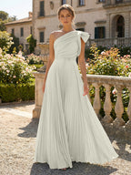 A-Line Pleated Chiffon One Shoulder Floor-Length Mother of the Bride & Groom Dresses (SHI22500625)