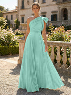 A-Line Pleated Chiffon One Shoulder Floor-Length Mother of the Bride & Groom Dresses (SHI22500625)