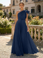 A-Line Pleated Chiffon One Shoulder Floor-Length Mother of the Bride & Groom Dresses (SHI22500625)