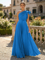 A-Line Pleated Chiffon One Shoulder Floor-Length Mother of the Bride & Groom Dresses (SHI22500625)