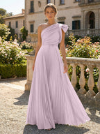 A-Line Pleated Chiffon One Shoulder Floor-Length Mother of the Bride & Groom Dresses (SHI22500625)