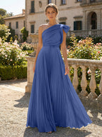 A-Line Pleated Chiffon One Shoulder Floor-Length Mother of the Bride & Groom Dresses (SHI22500625)