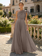 A-Line Pleated Chiffon One Shoulder Floor-Length Mother of the Bride & Groom Dresses (SHI22500625)