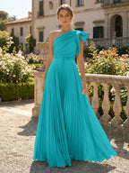 A-Line Pleated Chiffon One Shoulder Floor-Length Mother of the Bride & Groom Dresses (SHI22500625)