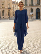 Sheath V Neck 3/4 Sleeve Sequined Mother of the Bride Dresses with Appliques (SHI22500209)