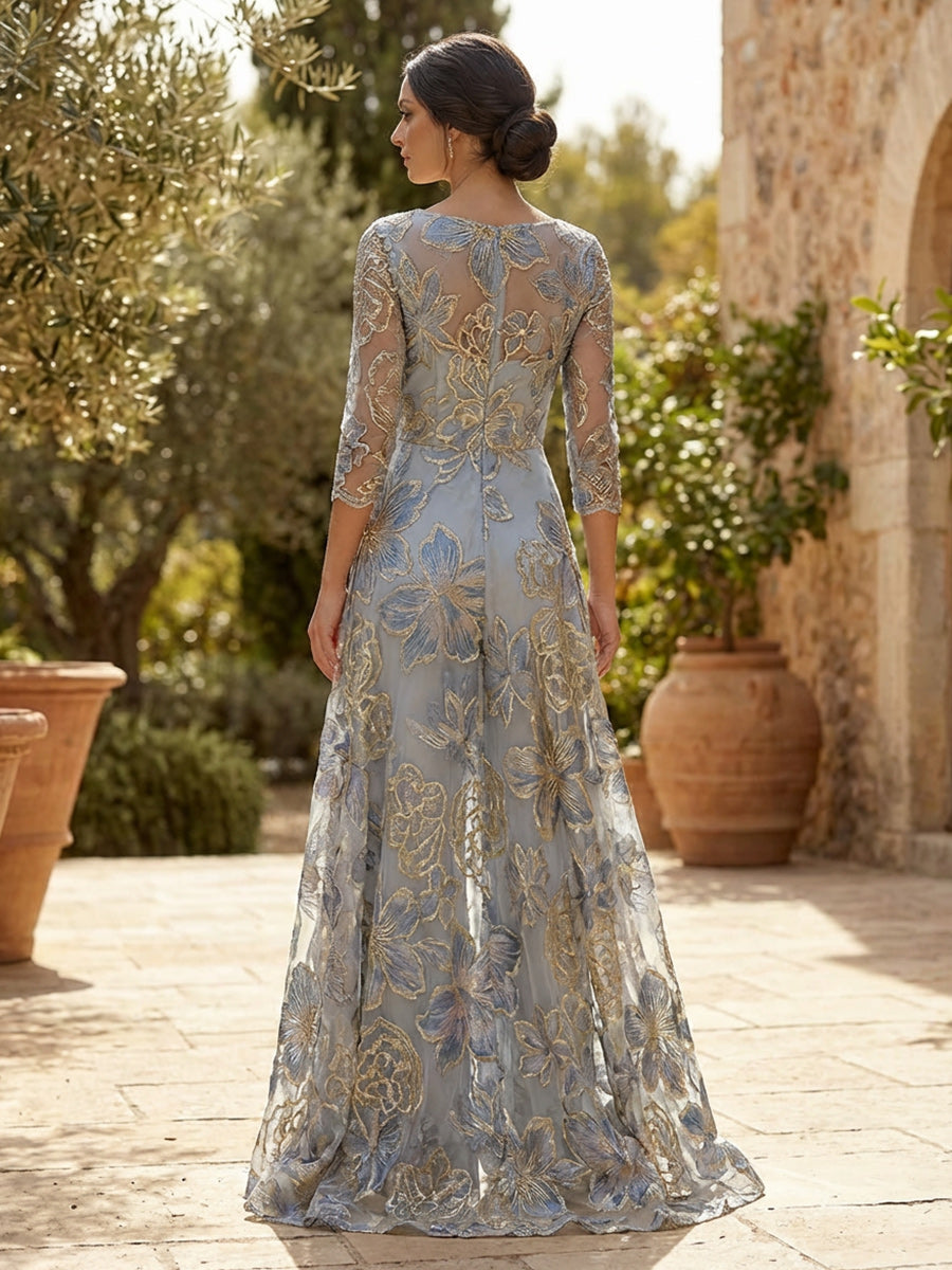 Mermaid Short Sleeve Floor Length Ruffled Mother of the Bride Dresses with Split Side (SHI22500250)