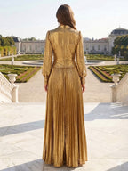 Satin A Line 3/4 Sleeve Floor Length Mother of the Bride Dresses with Flower (SHI22500168)
