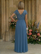 A-Line Chiffon Pleated Floor-Length Mother of the Bride & Groom Dresses with Ruched Corset (SHI22500766)
