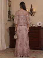 Tulle A-Line Maxi Mother of the Bride & Groom Dresses with Sequin Embroidery Bodice (SHI22500783)