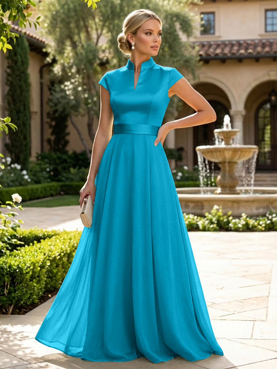 Elegant A-Line Chiffon Floor-Length Mother of the Bride & Groom Dresses with Satin Corset Bodice (SHI22500678)