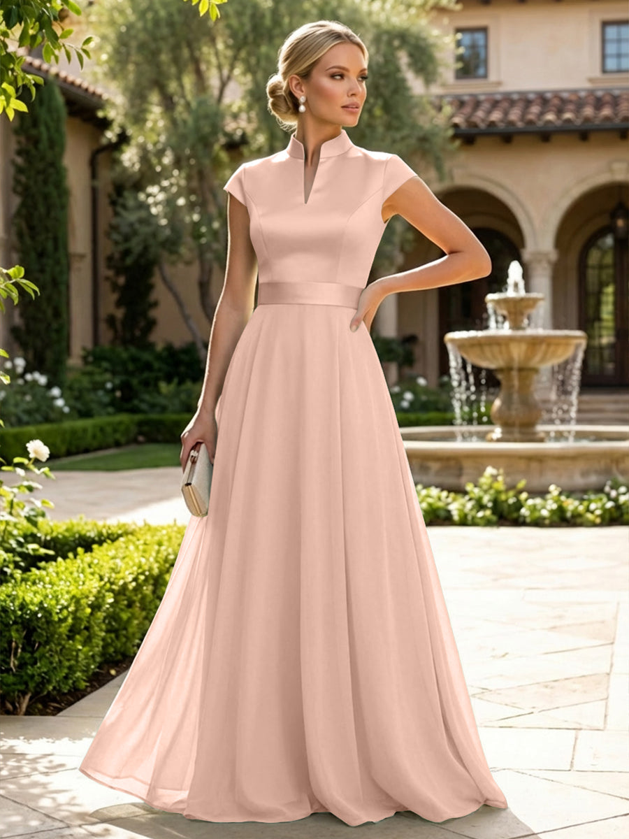 Elegant A-Line Chiffon Floor-Length Mother of the Bride & Groom Dresses with Satin Corset Bodice (SHI22500678)